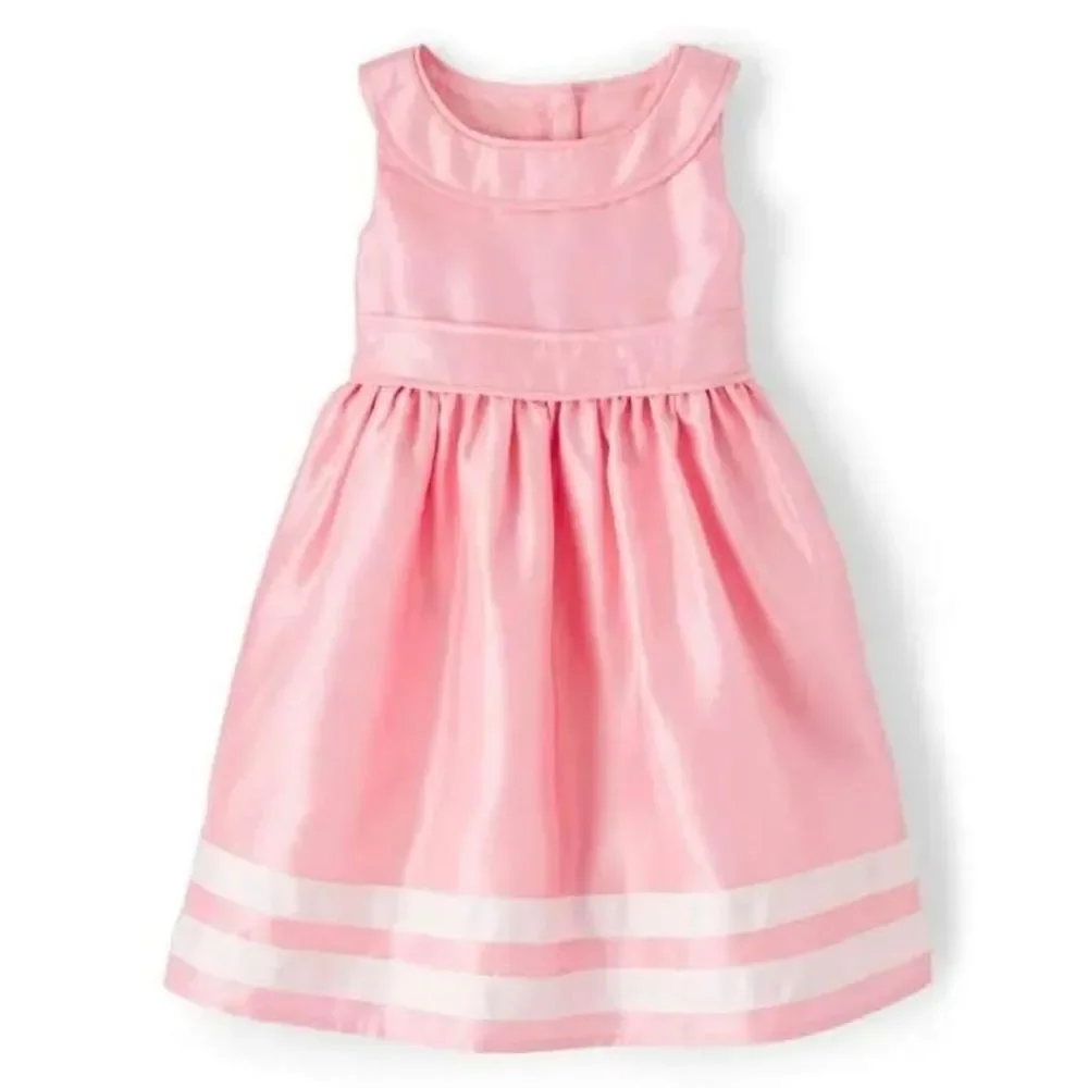 Gymboree Girls Pretty in Pink & White Shiny Formal Ribbed Dress 5t
